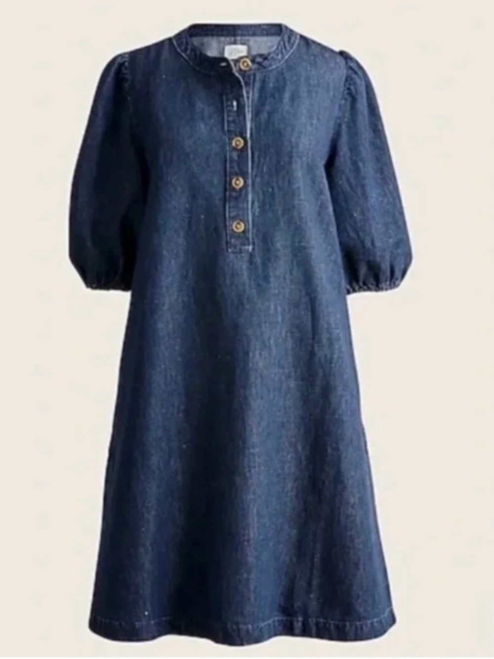 J Crew Puff Sleeve Denim Popover Dress